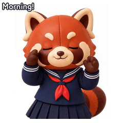 Aya the red panda saying Morning!